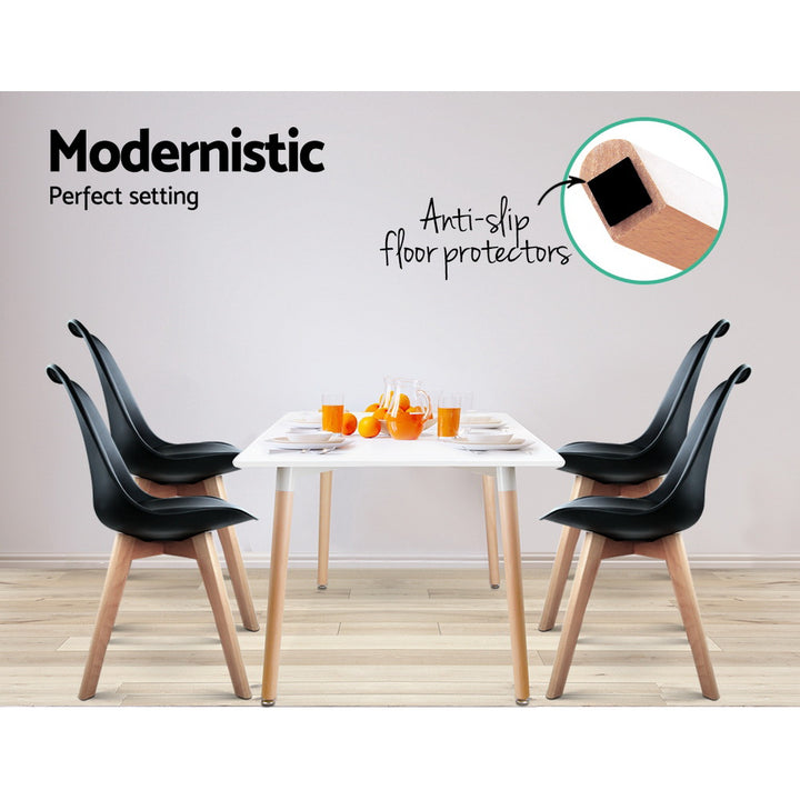 Artiss Leather Kitchen Dining Chairs Wooden (Set of 4) Black
