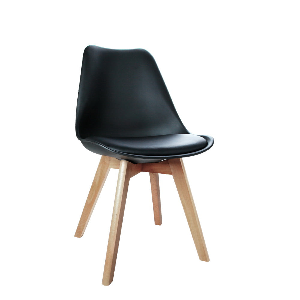 Artiss Leather Kitchen Dining Chairs Wooden (Set of 4) Black