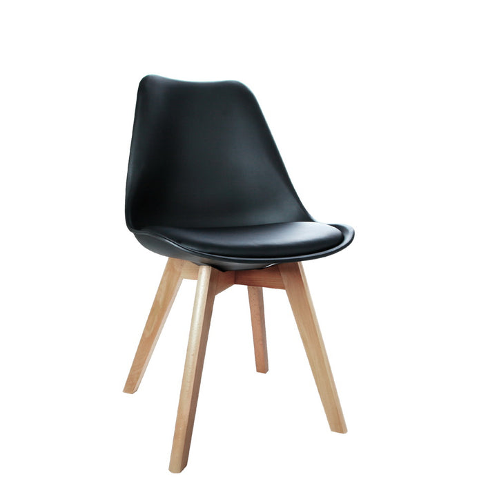 Artiss Leather Kitchen Dining Chairs Wooden (Set of 4) Black