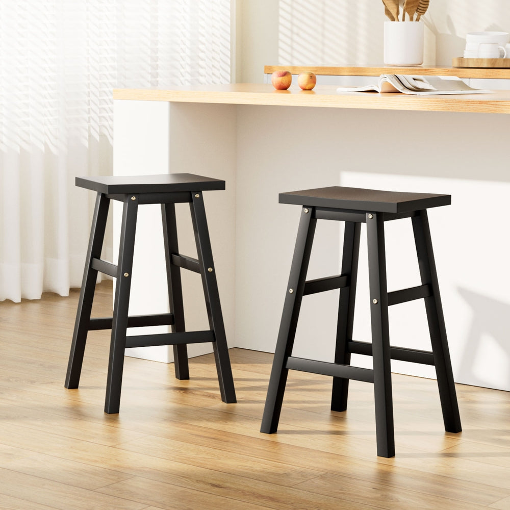 Baron Wooden Counter Stool Backless (Set of 2) Black 66cm