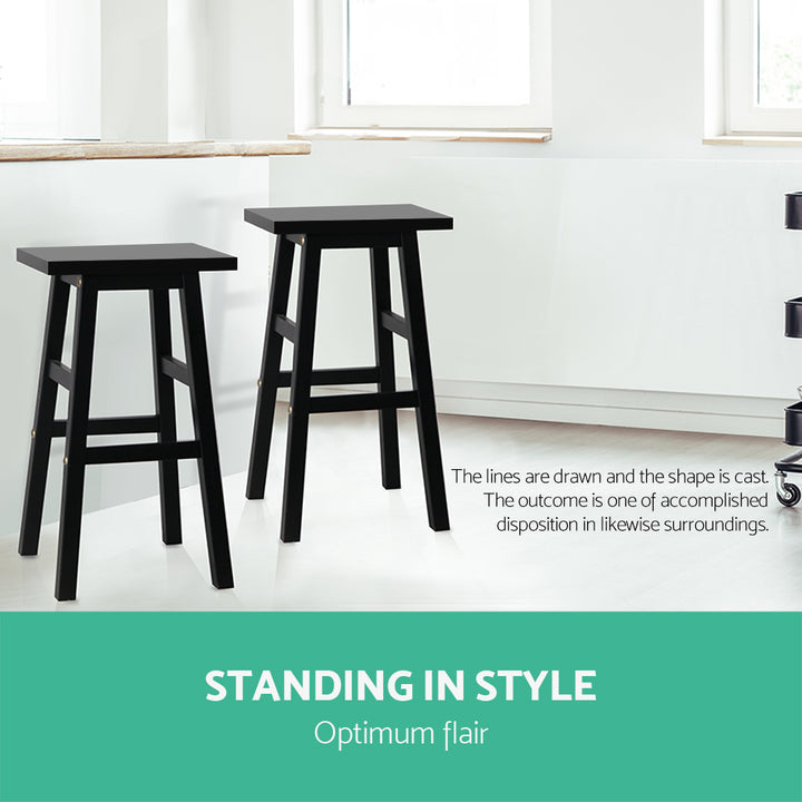 Baron Wooden Counter Stool Backless (Set of 2) Black 66cm