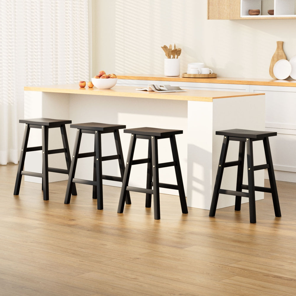 Baron Wooden Counter Stool Backless (Set of 4) Black 66cm