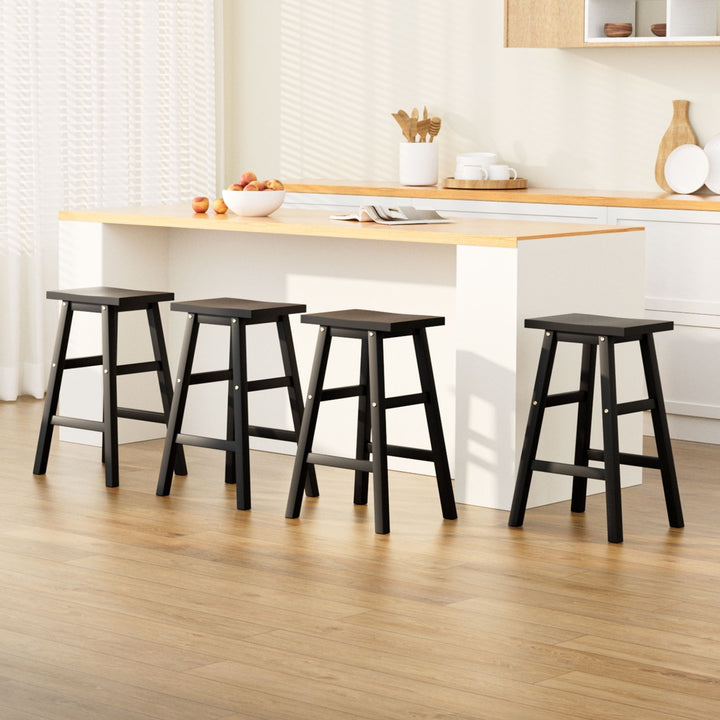 Baron Wooden Counter Stool Backless (Set of 4) Black 66cm