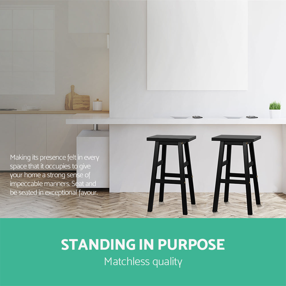 Baron Wooden Counter Stool Backless (Set of 4) Black 66cm