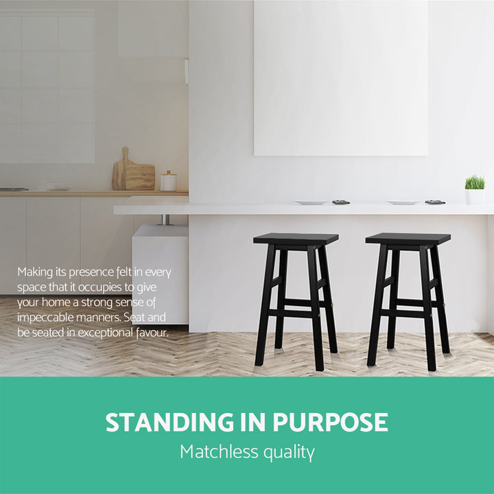 Baron Wooden Counter Stool Backless (Set of 4) Black 66cm