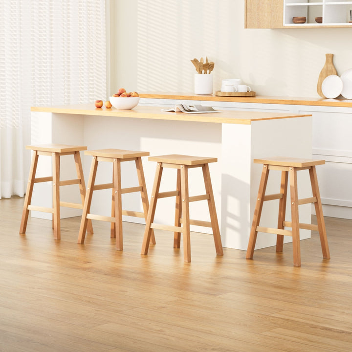Baron Wooden Counter Stool Backless (Set of 4) Natural 66cm