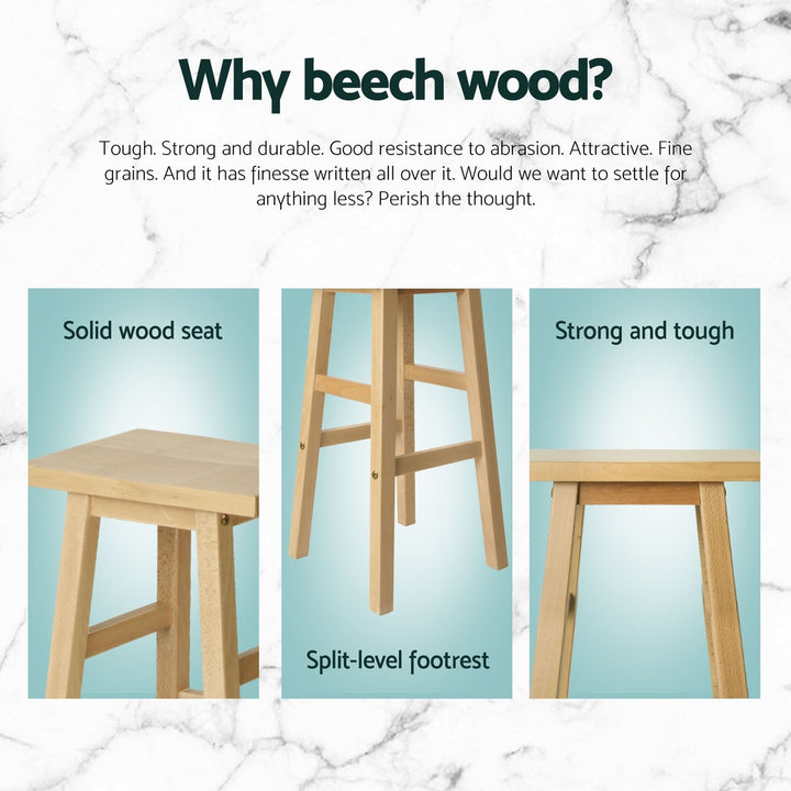 Baron Wooden Counter Stool Backless (Set of 4) Natural 66cm