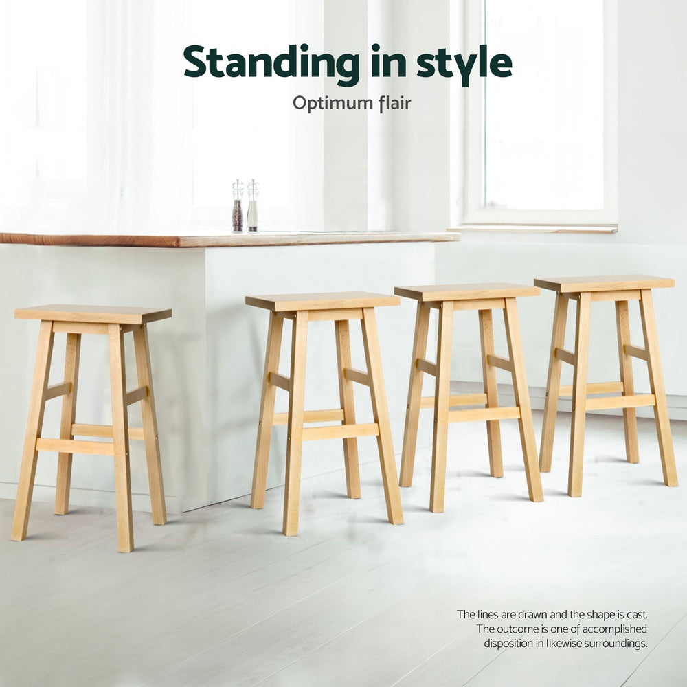 Baron Wooden Counter Stool Backless (Set of 4) Natural 66cm