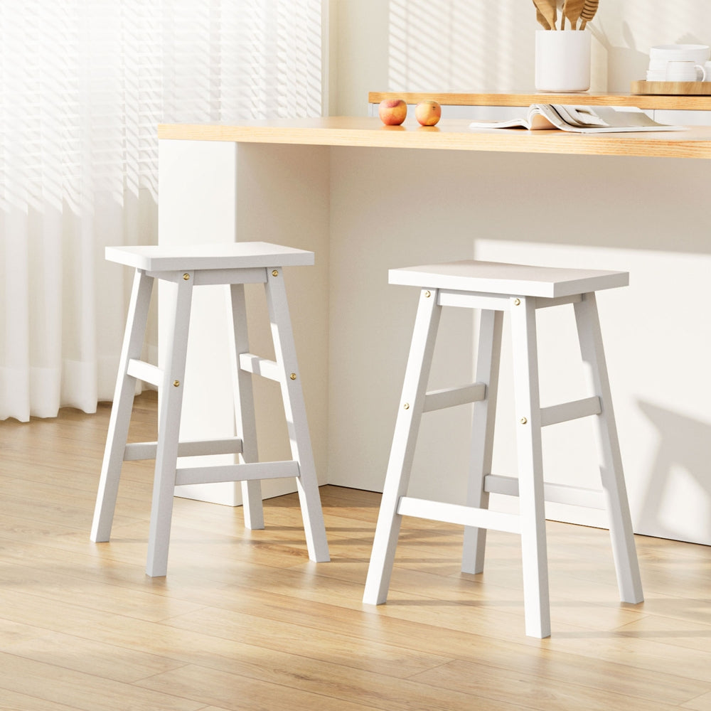 Baron Wooden Counter Stool Backless (Set of 2) White 66cm