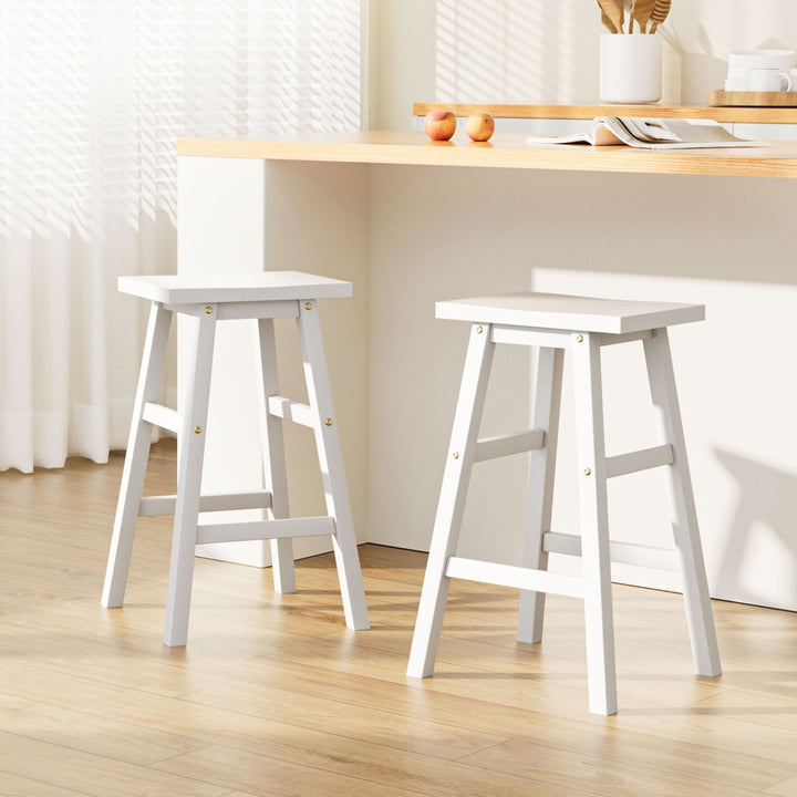 Baron Wooden Counter Stool Backless (Set of 2) White 66cm