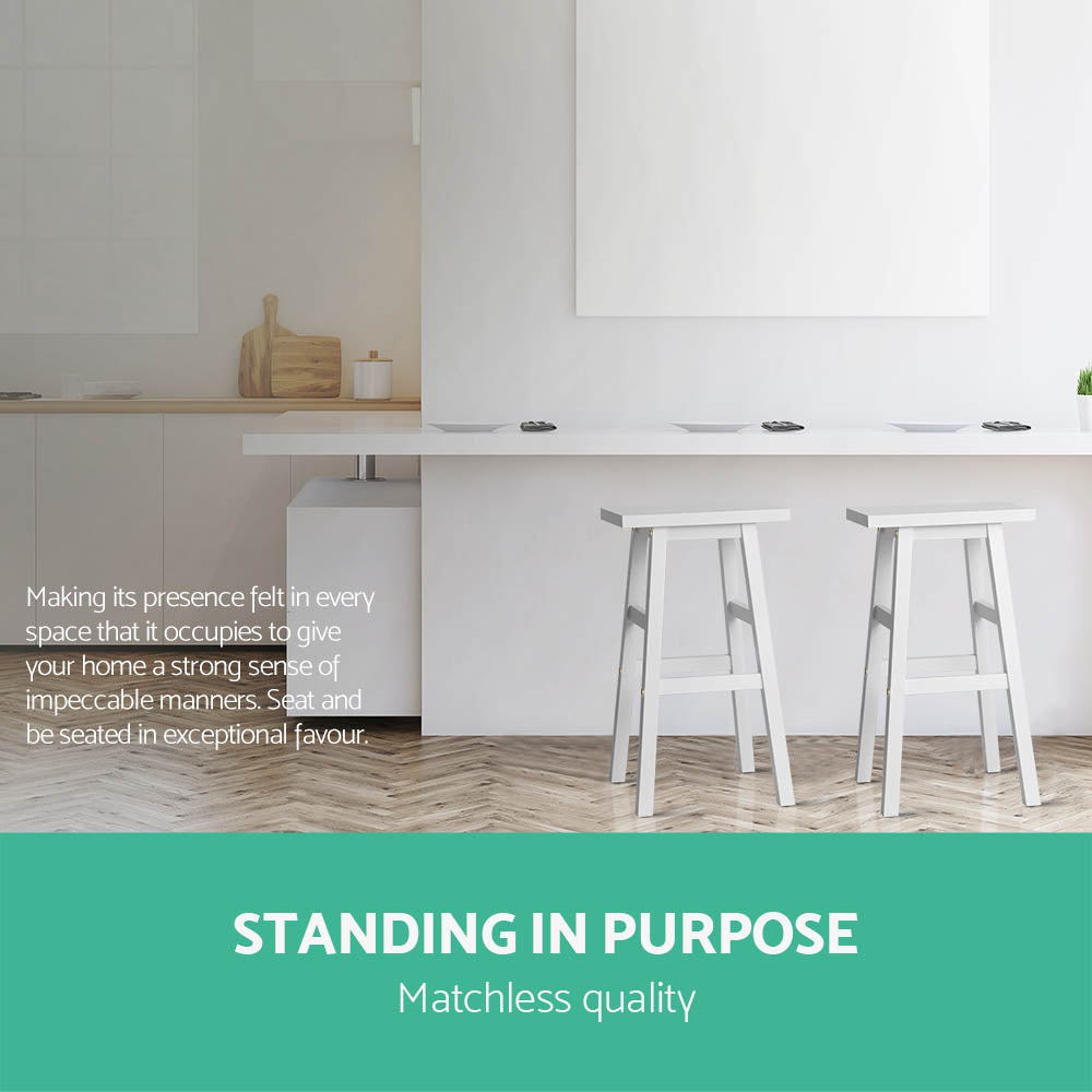 Baron Wooden Counter Stool Backless (Set of 2) White 66cm