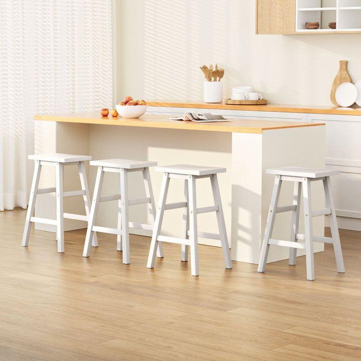 Baron Wooden Counter Stool Backless (Set of 4) White 66cm