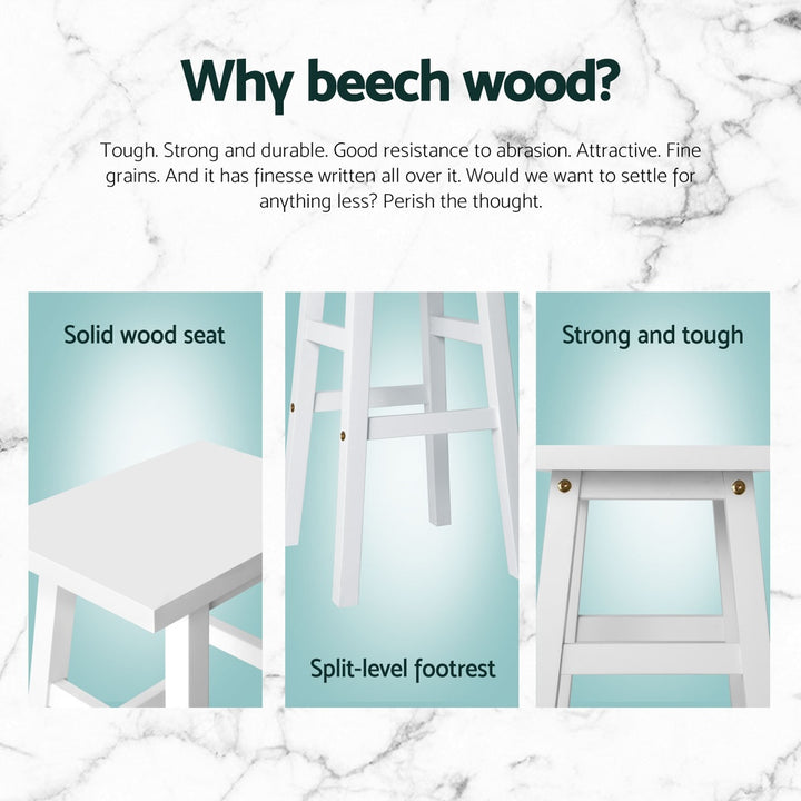 Baron Wooden Counter Stool Backless (Set of 4) White 66cm