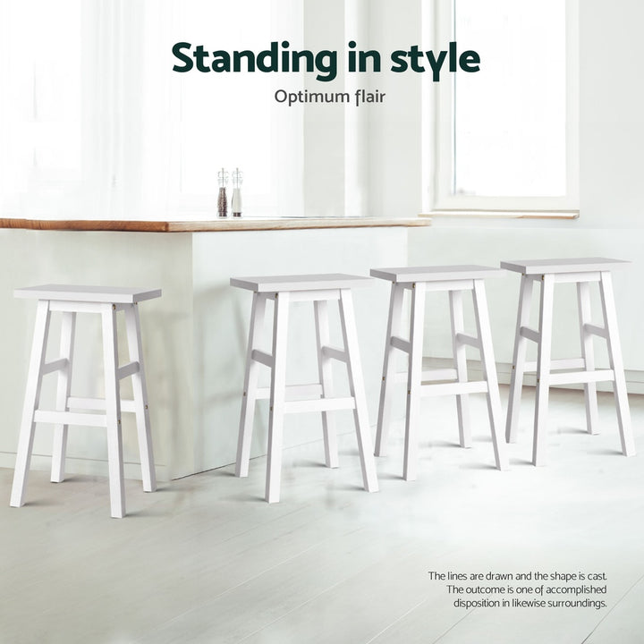 Baron Wooden Counter Stool Backless (Set of 4) White 66cm