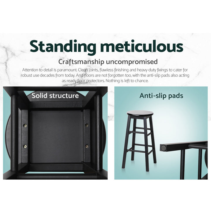 Marley Wooden Counter Stool Backless (Set of 2) Black 61cm