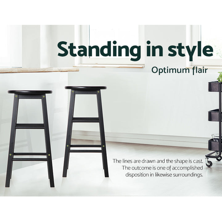 Marley Wooden Counter Stool Backless (Set of 2) Black 61cm