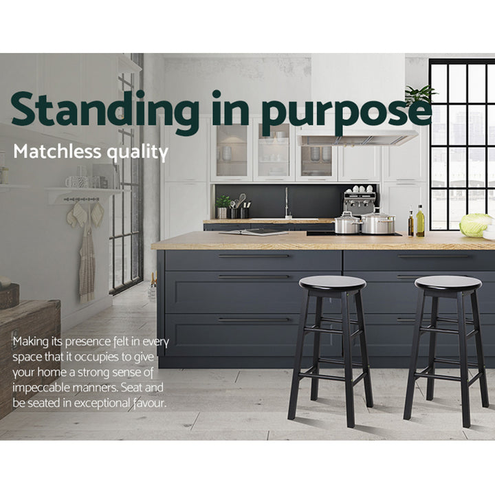 Marley Wooden Counter Stool Backless (Set of 2) Black 61cm