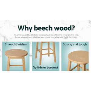 Marley Wooden Counter Stool Backless (Set of 2) Natural 61cm