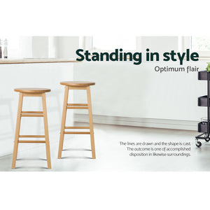 Marley Wooden Counter Stool Backless (Set of 2) Natural 61cm