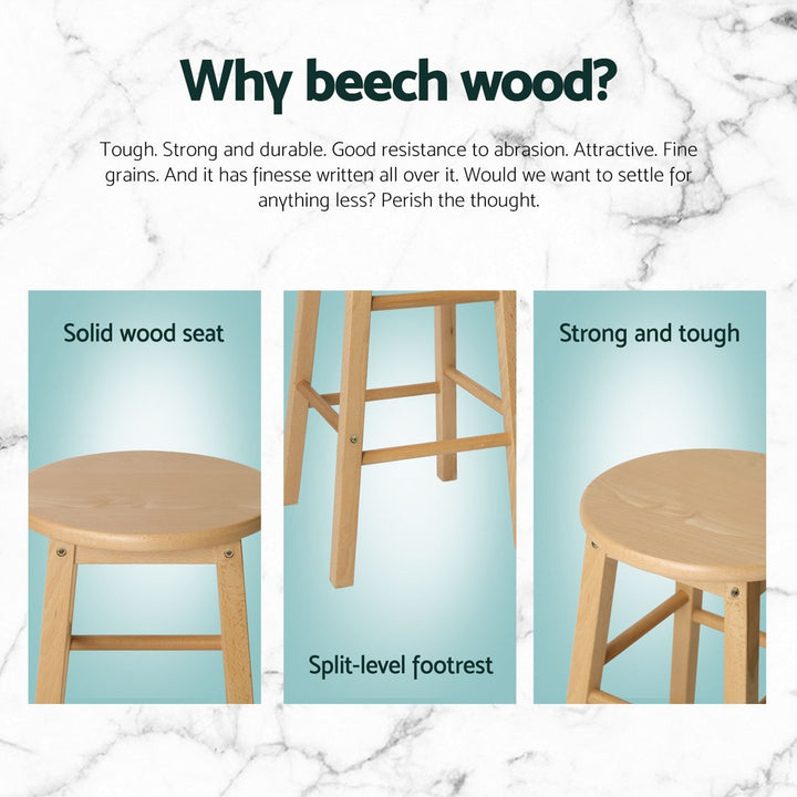 Marley Wooden Counter Stool Backless (Set of 4) Natural 61cm