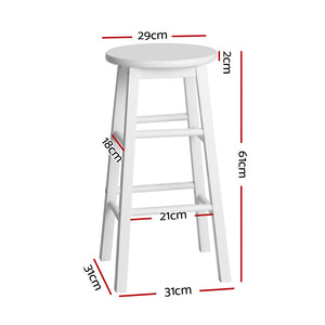 Marley Wooden Counter Stool Backless (Set of 2) White 61cm