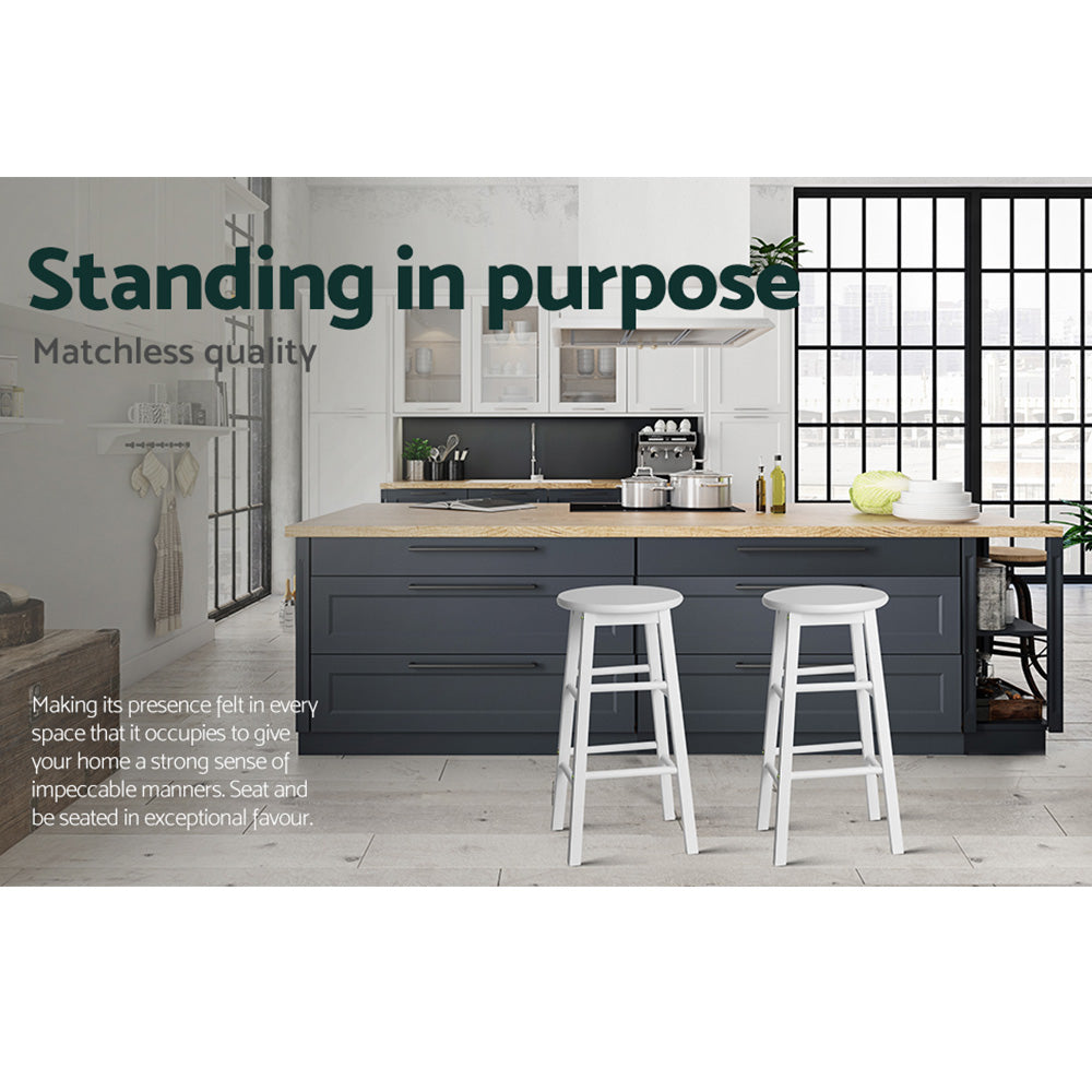 Marley Wooden Counter Stool Backless (Set of 2) White 61cm