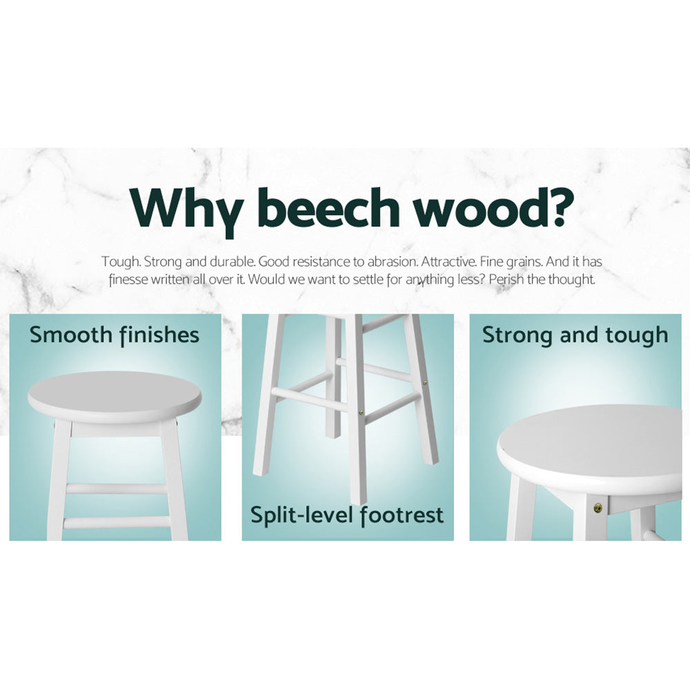 Marley Wooden Counter Stool Backless (Set of 2) White 61cm