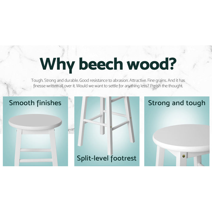 Marley Wooden Counter Stool Backless (Set of 2) White 61cm