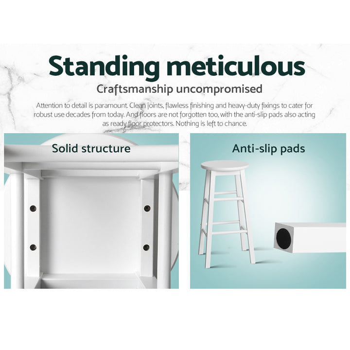 Marley Wooden Counter Stool Backless (Set of 2) White 61cm