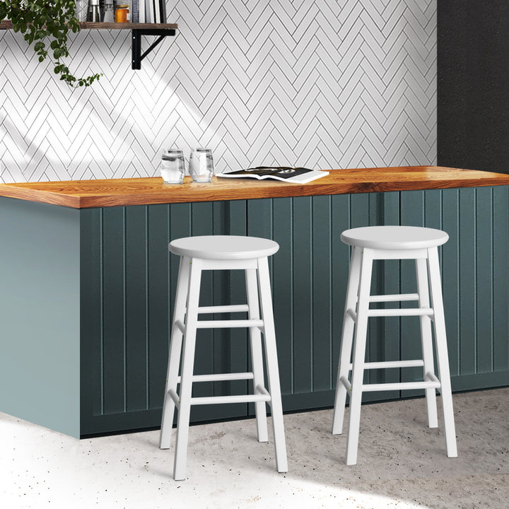 Marley Wooden Counter Stool Backless (Set of 2) White 61cm