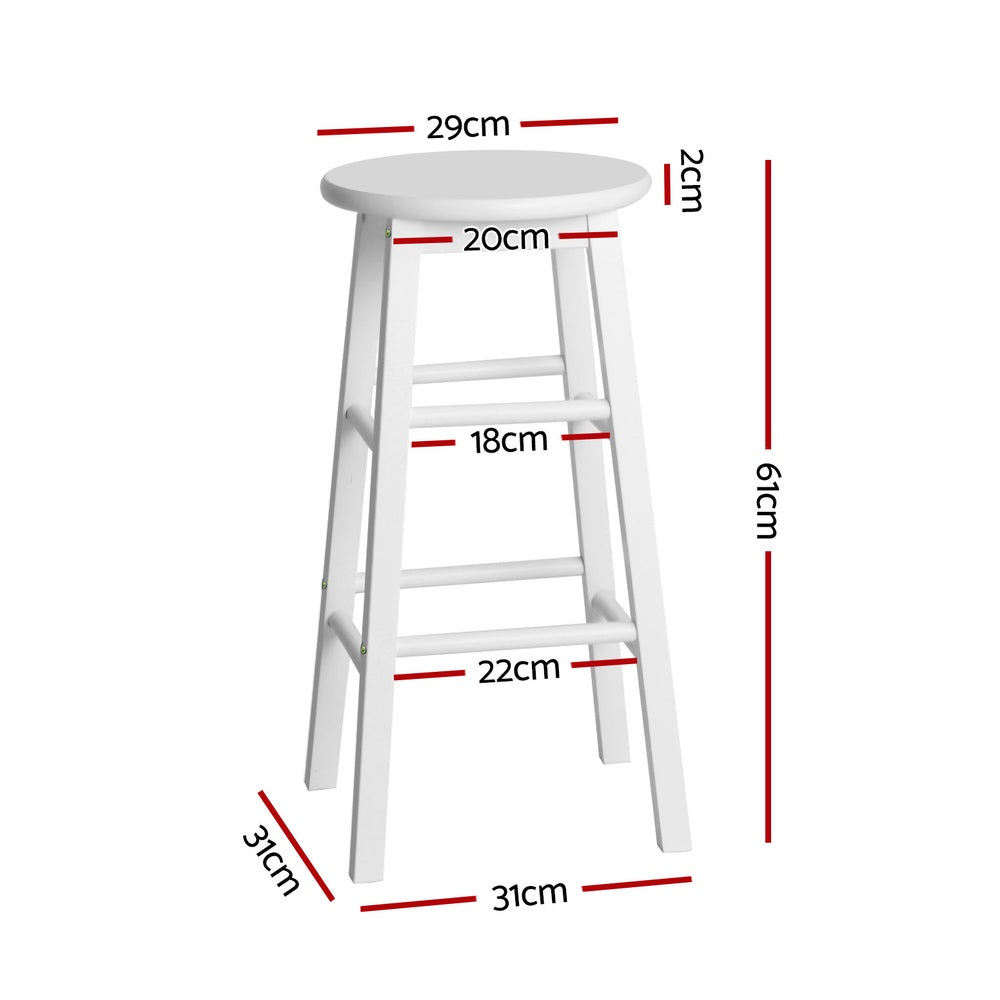 Marley Wooden Counter Stool Backless (Set of 4) White 61cm