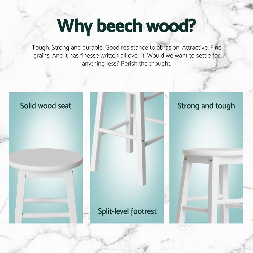 Marley Wooden Counter Stool Backless (Set of 4) White 61cm