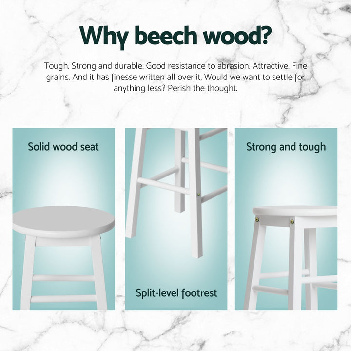 Marley Wooden Counter Stool Backless (Set of 4) White 61cm