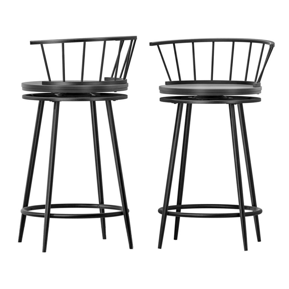 Vanny Industrial Bar Stool Swivel (Set of 2) Black 70cm