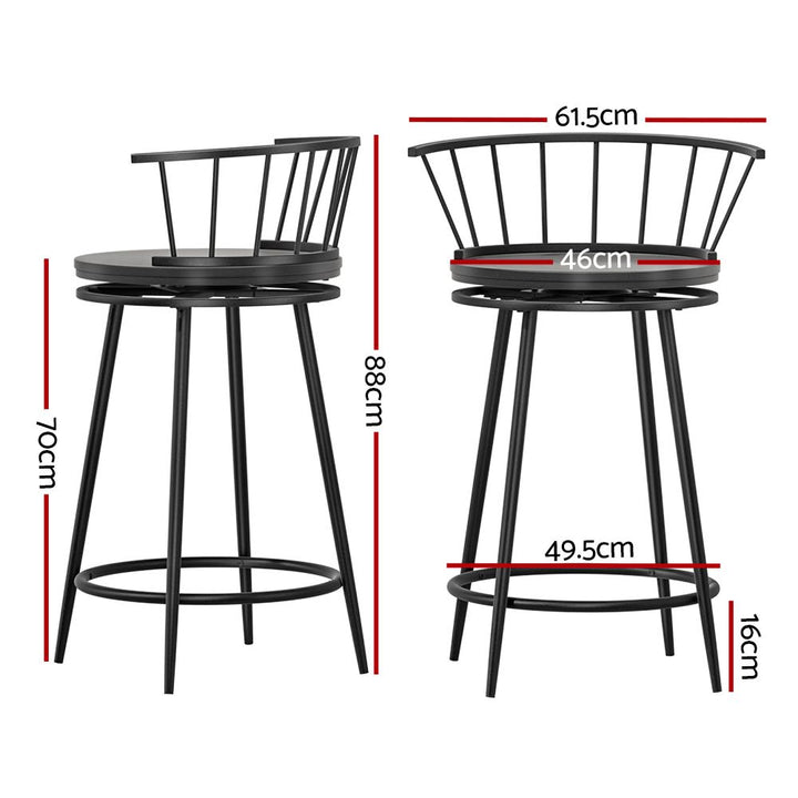 Vanny Industrial Bar Stool Swivel (Set of 2) Black 70cm