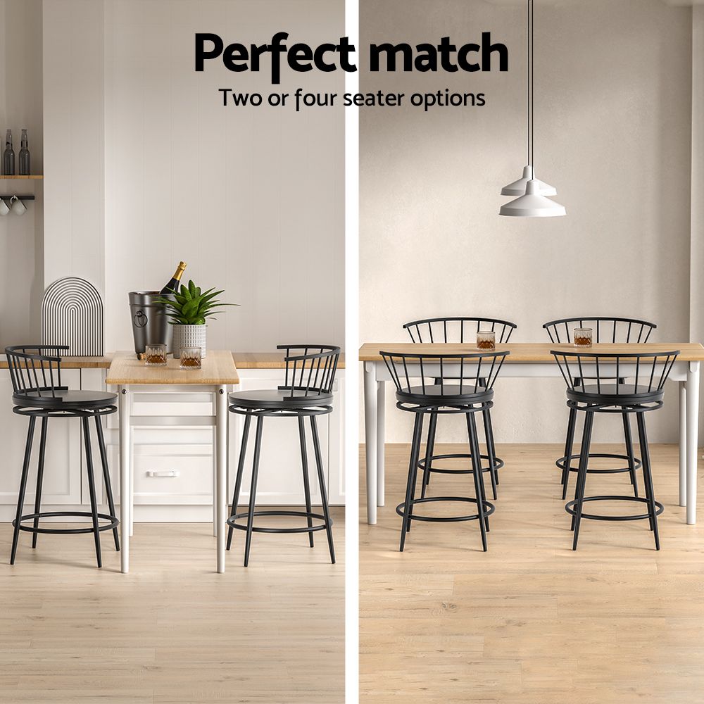 Vanny Industrial Bar Stool Swivel (Set of 2) Black 70cm