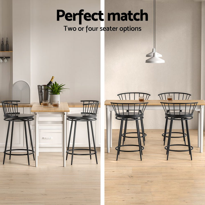Vanny Industrial Bar Stool Swivel (Set of 2) Black 70cm