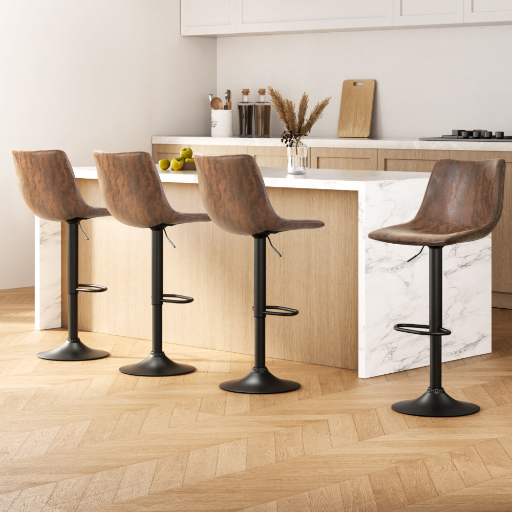Harley Fabric Bar Stool Swivel (Set of 4) Brown