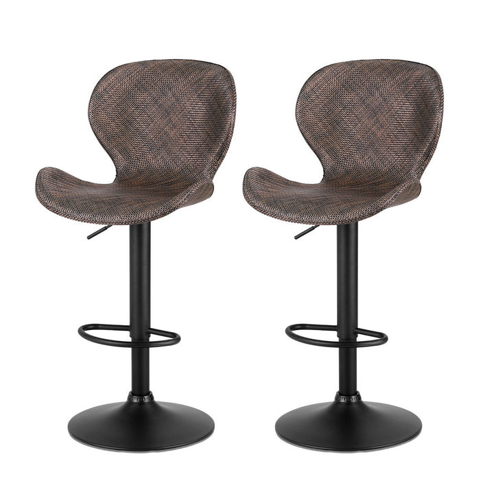 Artiss 2x Bar Stools Kitchen Swivel Gas Lift Counter Chair Wing PE Rattan Brown
