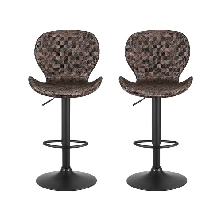Artiss 2x Bar Stools Kitchen Swivel Gas Lift Counter Chair Wing PE Rattan Brown