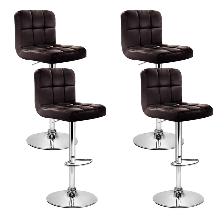 Noel Leather Bar Stool Swivel (Set of 4) Chocolate