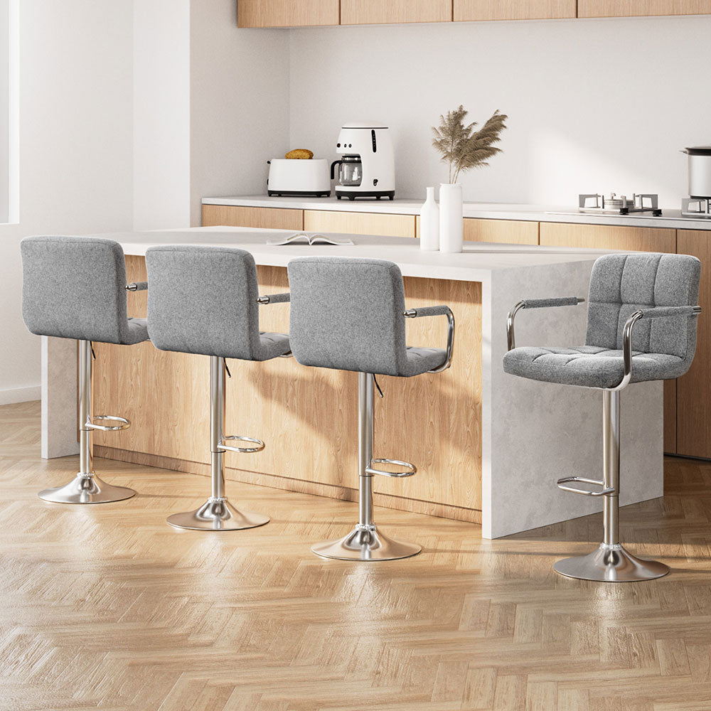 Noa Fabric Bar Stool Swivel (Set of 4) Grey