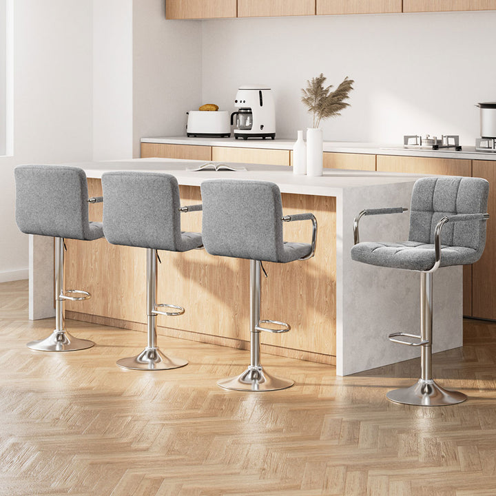 Noa Fabric Bar Stool Swivel (Set of 4) Grey