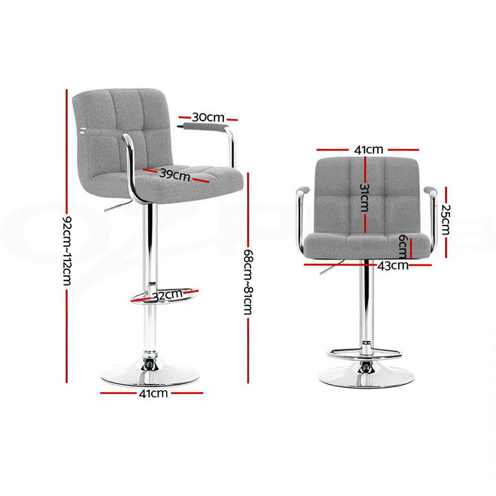 Noa Fabric Bar Stool Swivel (Set of 4) Grey