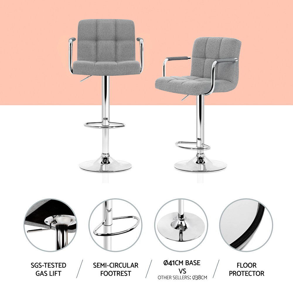 Noa Fabric Bar Stool Swivel (Set of 4) Grey