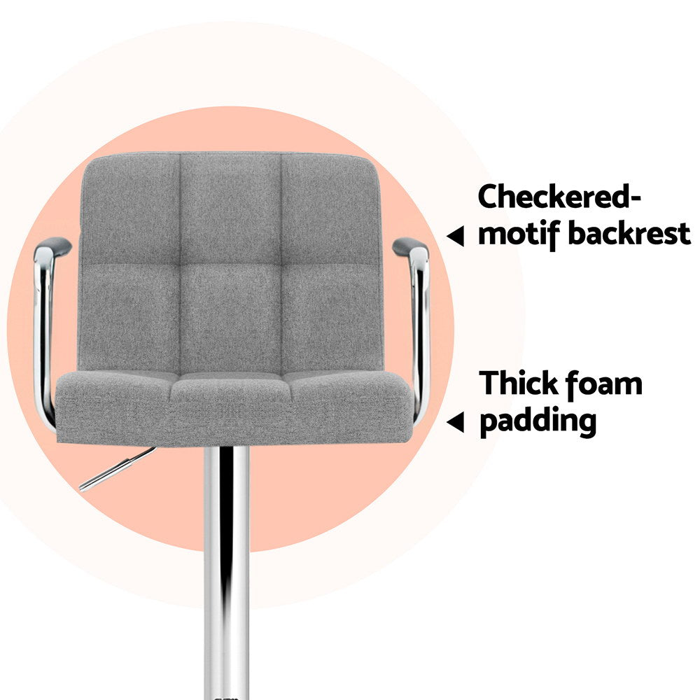 Noa Fabric Bar Stool Swivel (Set of 4) Grey