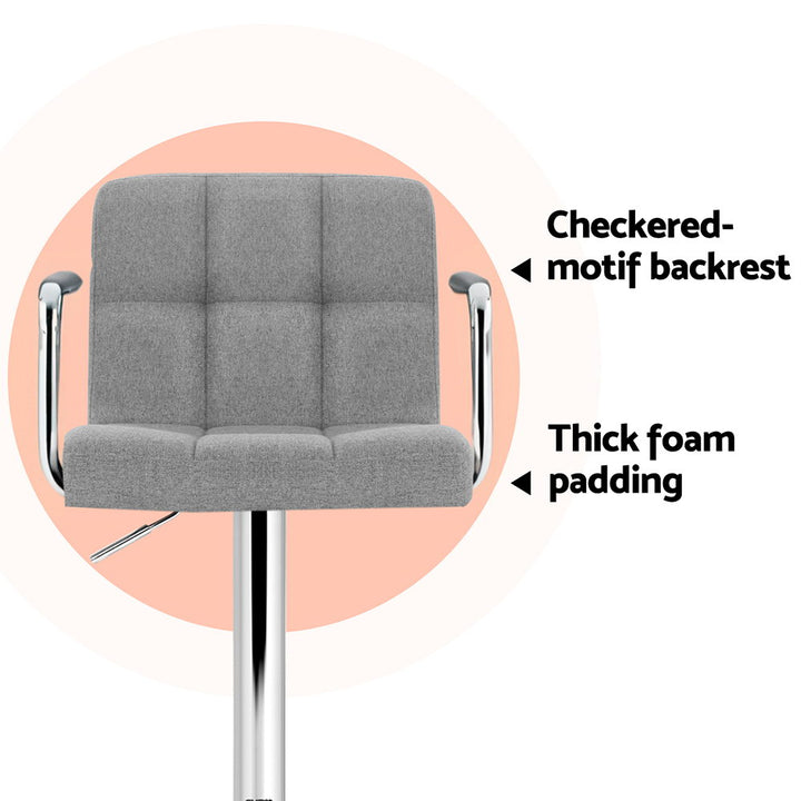 Noa Fabric Bar Stool Swivel (Set of 4) Grey