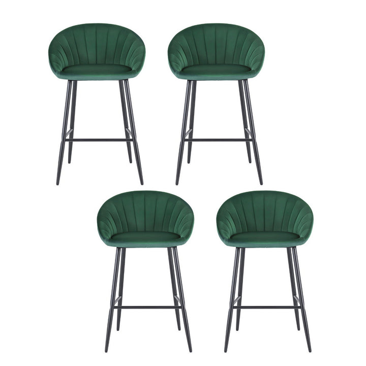 Artiss 4x Bar Stools Kitchen Dining Chair Counter Stool Tub Velvet Metal Green