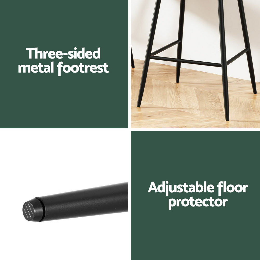 Artiss 4x Bar Stools Kitchen Dining Chair Counter Stool Tub Velvet Metal Green