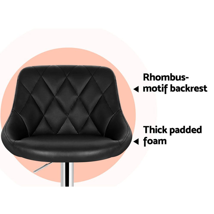 Elan Leather Bar Stool Swivel (Set of 2) Black